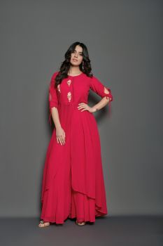 Front Slit Kurti with Full Flared Pallazo Set