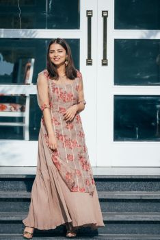 Taupe floral organza layered set