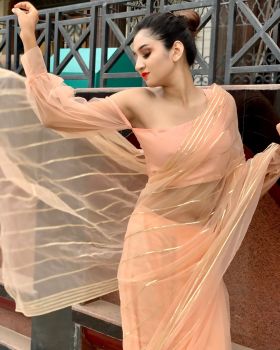 Peach Gota Work Saree