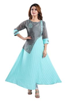 Light Blue & Grey colour Kurti
