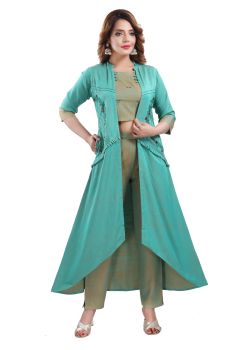 Green Jacket Kurta Set