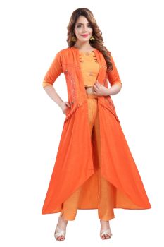 Orange Jacket Kurta Set