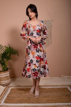 Liana Square Neckline Flared Dress
