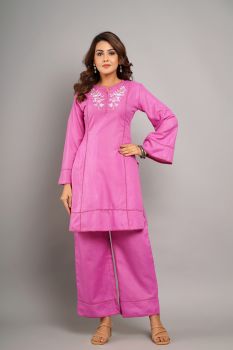 Pink Embroidered Kurta Set