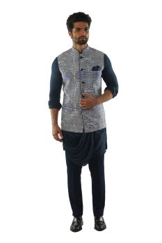 Blue Checks Printed Jacket