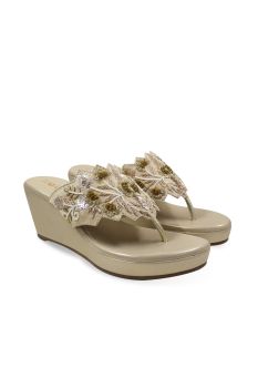 Gold Zardosi Pearl Wedge