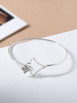 Floral CZ Studded Rhodium Bracelet in 925 Sterling Silver