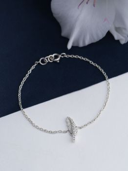 Silver Feather Rhodium Bracelet in 925 Sterling Silver