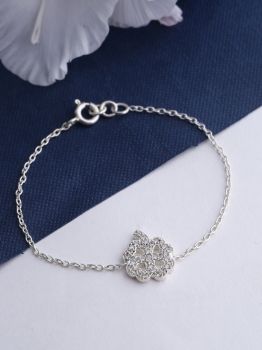 Leaf Clover Charm Rhodium Bracelet in 925 Sterling Silver