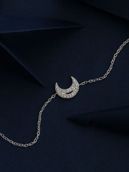 Moon Charm Rhodium Bracelet in 925 Sterling Silver