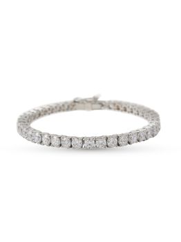 Round Bead Tennis Rhodium Bracelet in 925 Sterling Silver