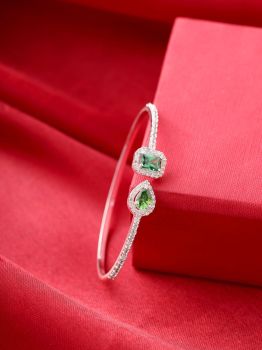 Green American Diamond Rhodium Bracelet in 925 Sterling Silver