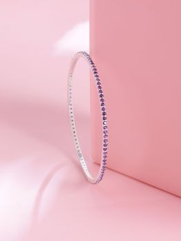 Lavender American Diamond Rhodium Bangle in 925 Sterling Silver