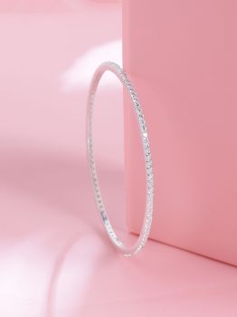 White American Diamond Rhodium Bangle in 925 Sterling Silver