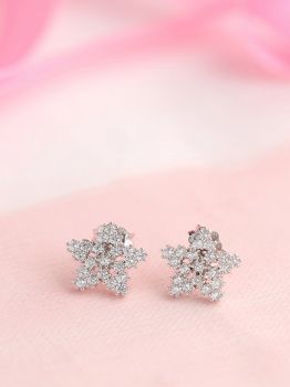 Star CZ Rhodium Studs in 925 Sterling Silver