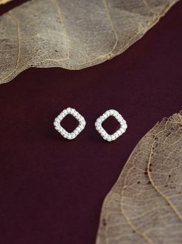 Stunning Quad CZ Rhodium Studs in 925 Sterling Silver