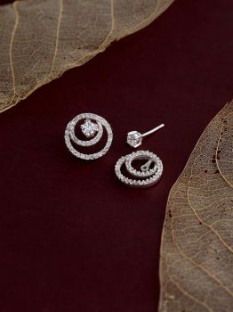 Encircle Solitaire Twin Rhodium Studs in 925 Sterling Silver