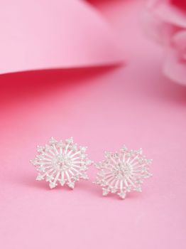 Star Circle Rhodium Studs in 925 Sterling Silver