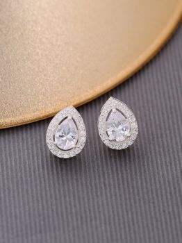 Crystal Dewdrop Rhodium Earrings in 925 Sterling Silver