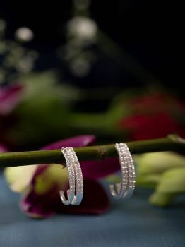 White CZ Drop Rhodium Earrings in 925 Sterling Silver