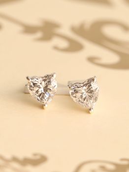 Heart CZ Rhodium Studs in 925 Sterling Silver