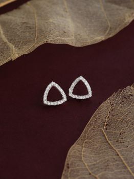 Triangle CZ Rhodium Studs in 925 Sterling Silver