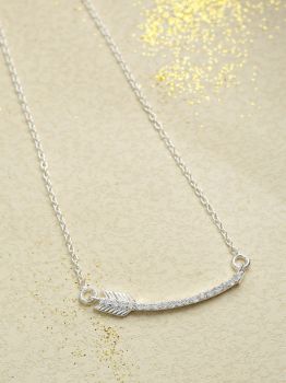 Arrow CZ Studded Rhodium Pendant (With Chain) in 925 Sterling Silver