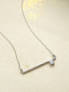 Solitaire Bar Rhodium Pendant in 925 Sterling Silver