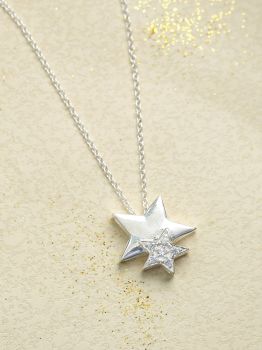 Star CZ Studded Rhodium Pendant in 925 Sterling Silver