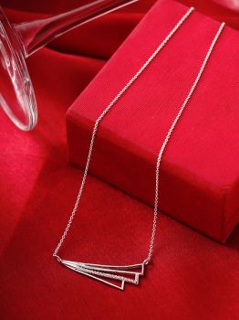 Airplane CZ Rhodium Necklace in 925 Sterling Silver