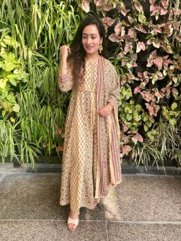 Beige Long Kurta Set