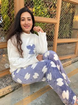 White & Blue Night Suit- Winter Wear