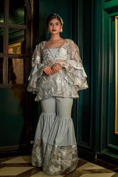 Naznin Turquoise Blue Sharara Set