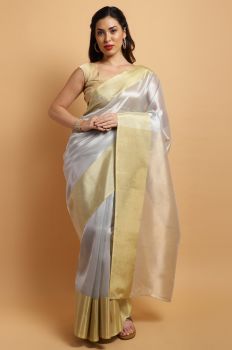 Golden and Silver Tissue Silk Saree