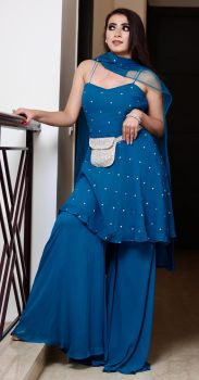 sharara suit with belt bag