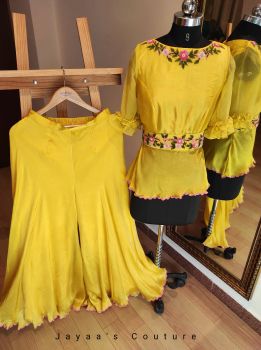 Yellow peplum with sharara