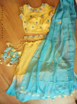 Liril green ombre lehenga, blouse and dupatta
