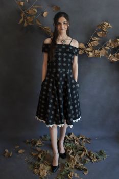Off-shoulder Ikat dress
