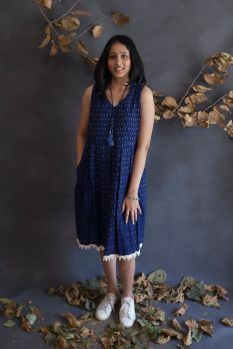 Box pleats Ikat Dress