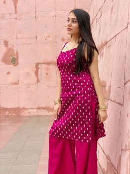 Plum zari embroidered bell bottom set