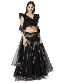 Black gota embroidered lehenga set