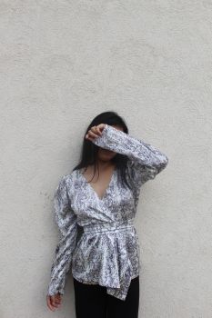 Snake Print Satin Wrap Top