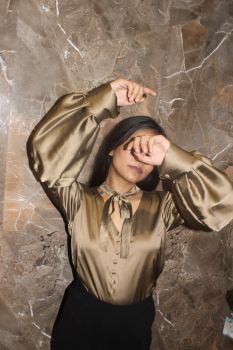 Sap Olive Green Satin Blouse