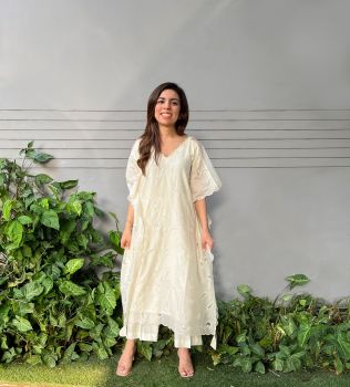 White Chanderi Kaftan