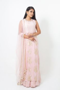 Pink Kurta Skirt And Dupatta Set