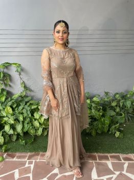 Mouse peplum and skirt with emb. dupatta