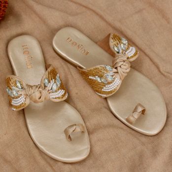 Gold & Cream Bow Flats