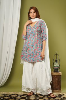 Light Blue Floral Suit Set
