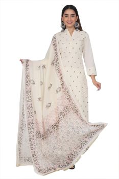Off White Embroidered Kurta Set