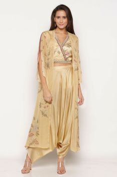 Designer Dhoti Pants With Croptop And Jacket